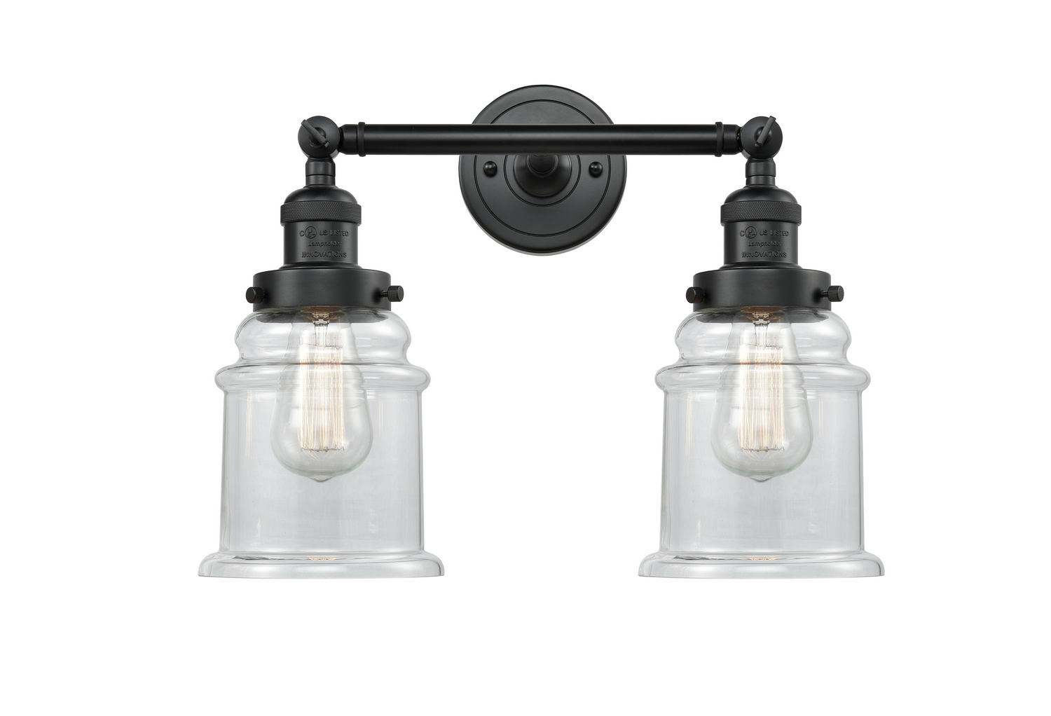 Two Light Bath Vanity by Innovations - Franklin Restoration Collection, Matte Black Finish - 208-BK-G182