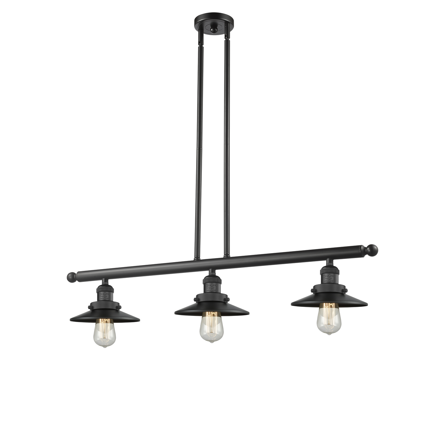 Three Light Island Pendant by Innovations - Franklin Restoration Collection, Matte Black Finish - 213-BK-M6