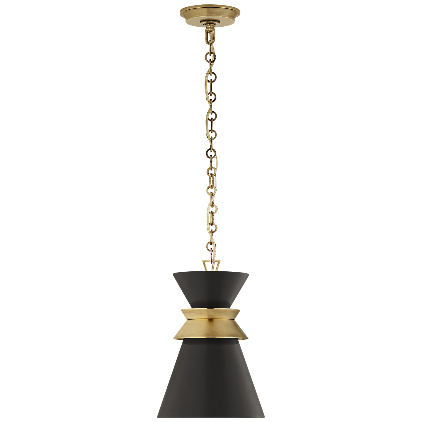 Visual Comfort Signature Alborg One Light Pendant in Antique-Burnished Brass - CHC 5240AB-BLK