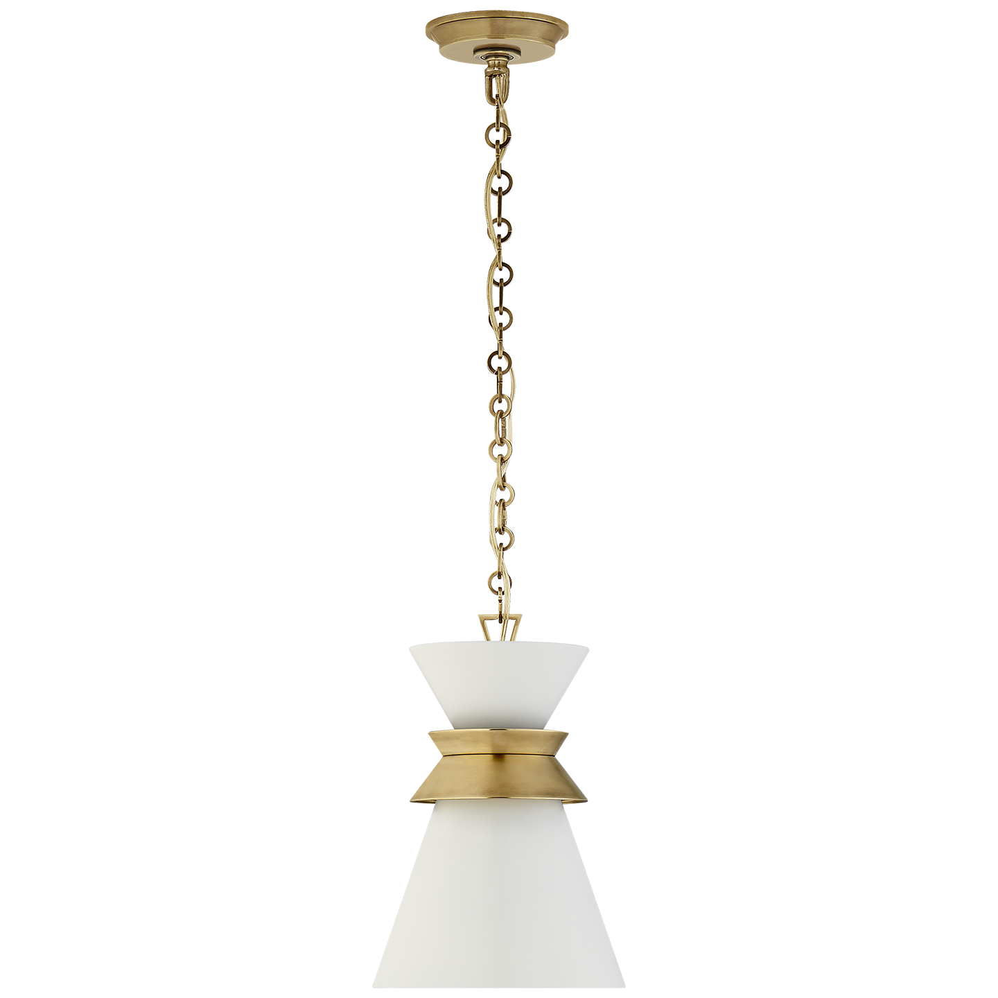 Visual Comfort Signature Alborg One Light Pendant in Antique-Burnished Brass - CHC 5240AB-WHT