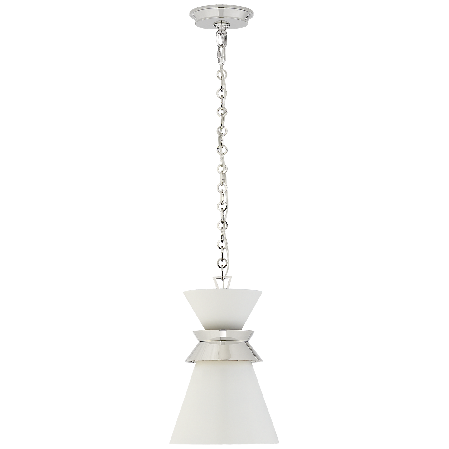 Visual Comfort Signature Alborg One Light Pendant in Polished Nickel - CHC 5240PN-WHT