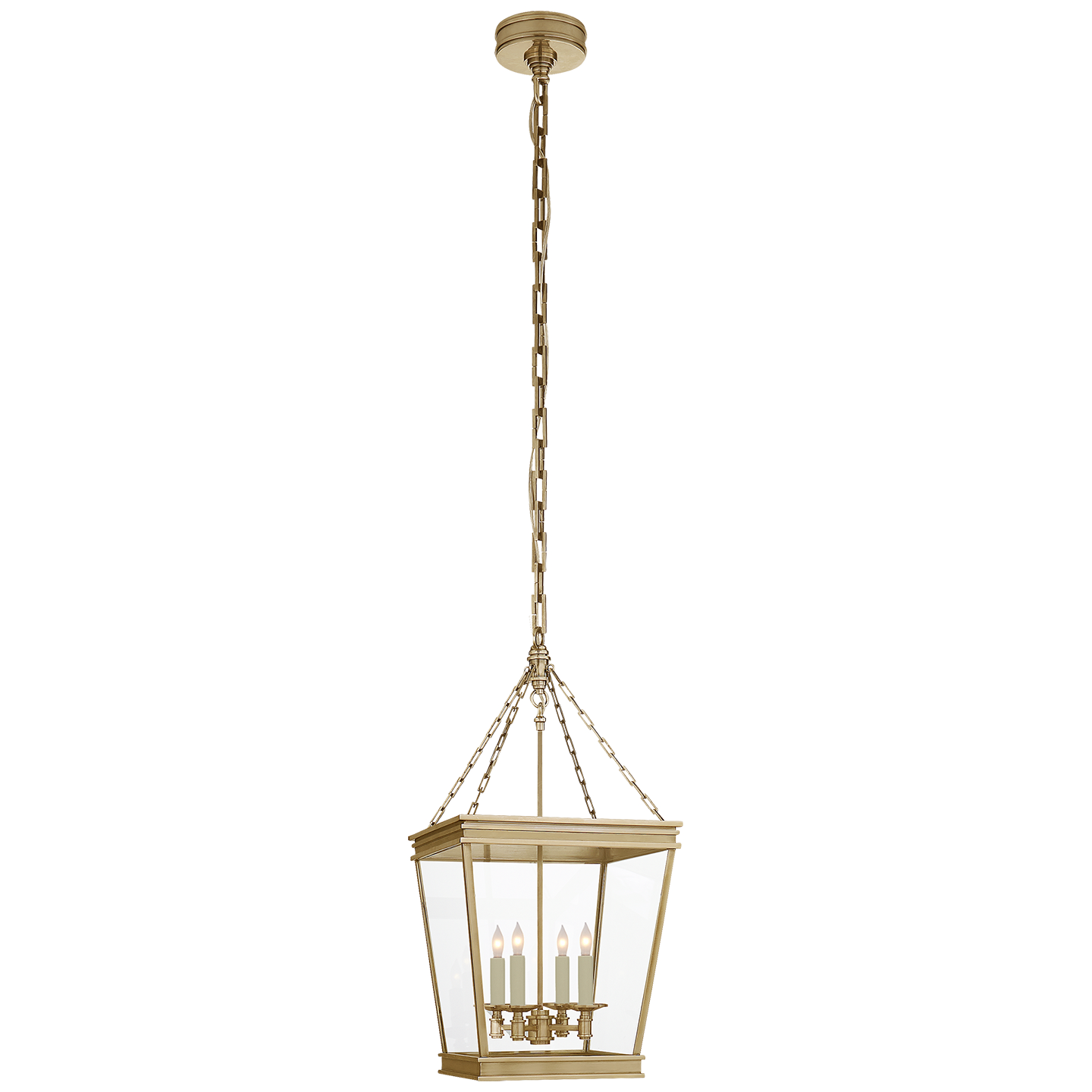 Visual Comfort Signature Launceton Four Light Lantern in Antique-Burnished Brass - CHC 5610AB-CG