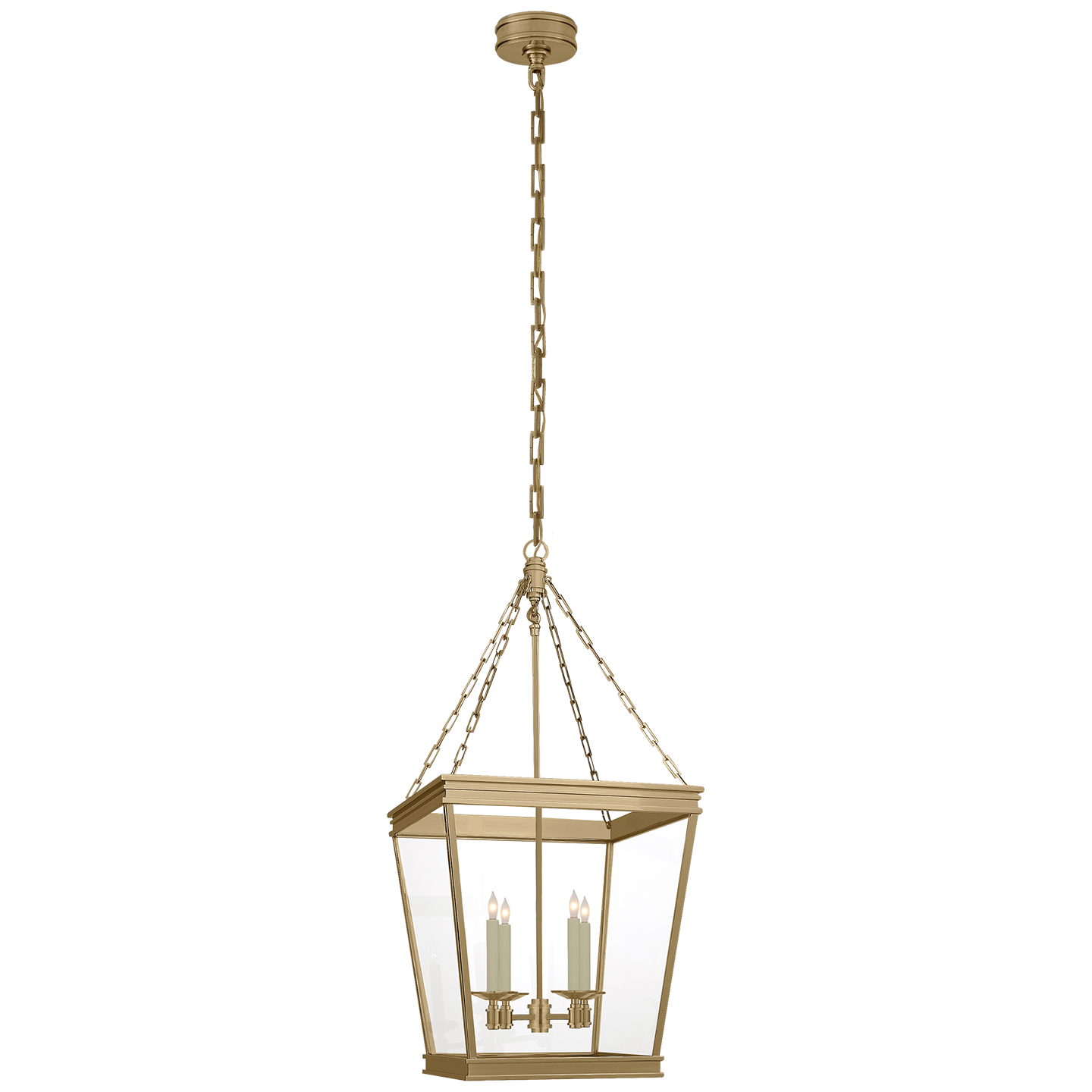 Visual Comfort Signature Launceton Four Light Lantern in Antique-Burnished Brass - CHC 5611AB-CG