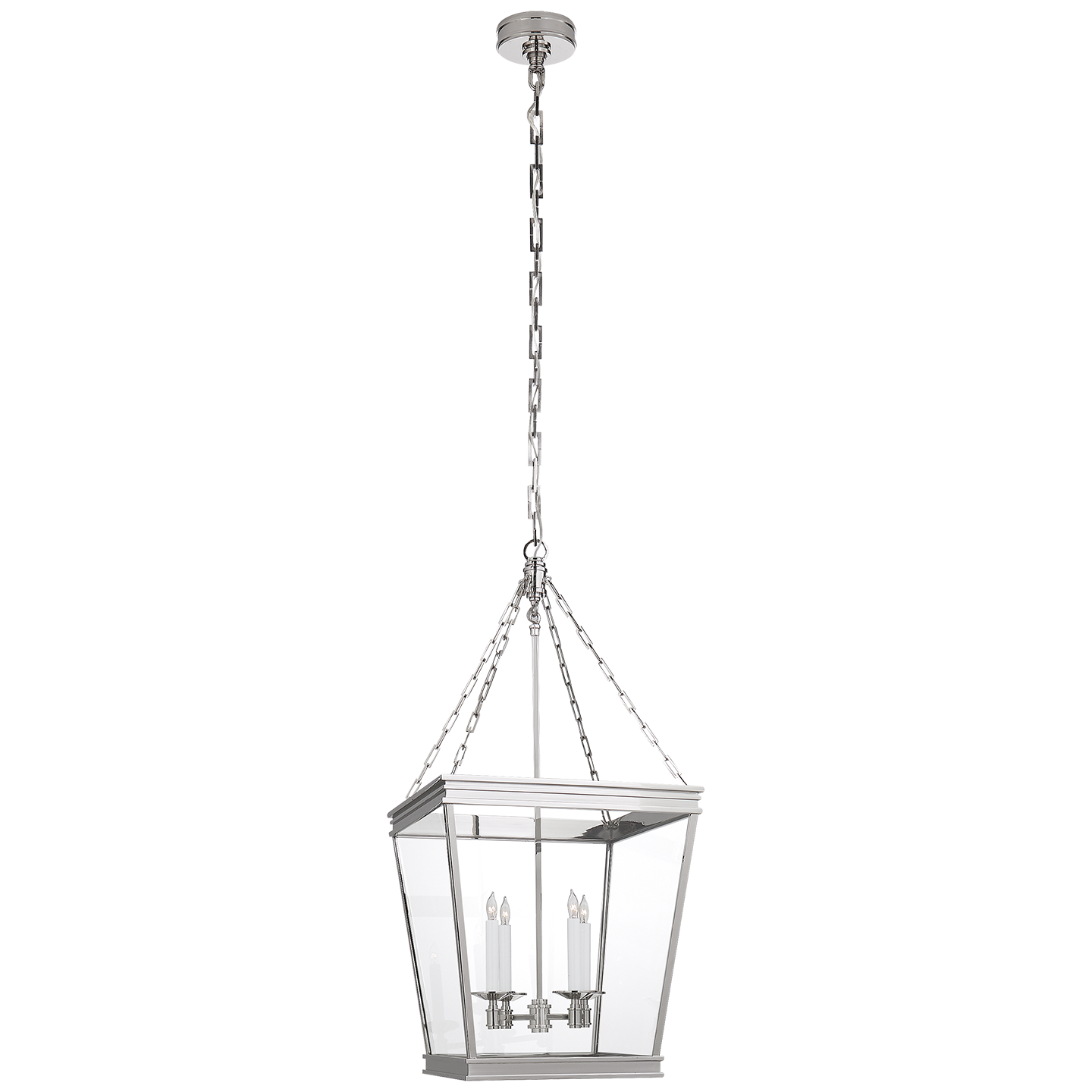 Visual Comfort Signature Launceton Four Light Lantern in Polished Nickel - CHC 5611PN-CG