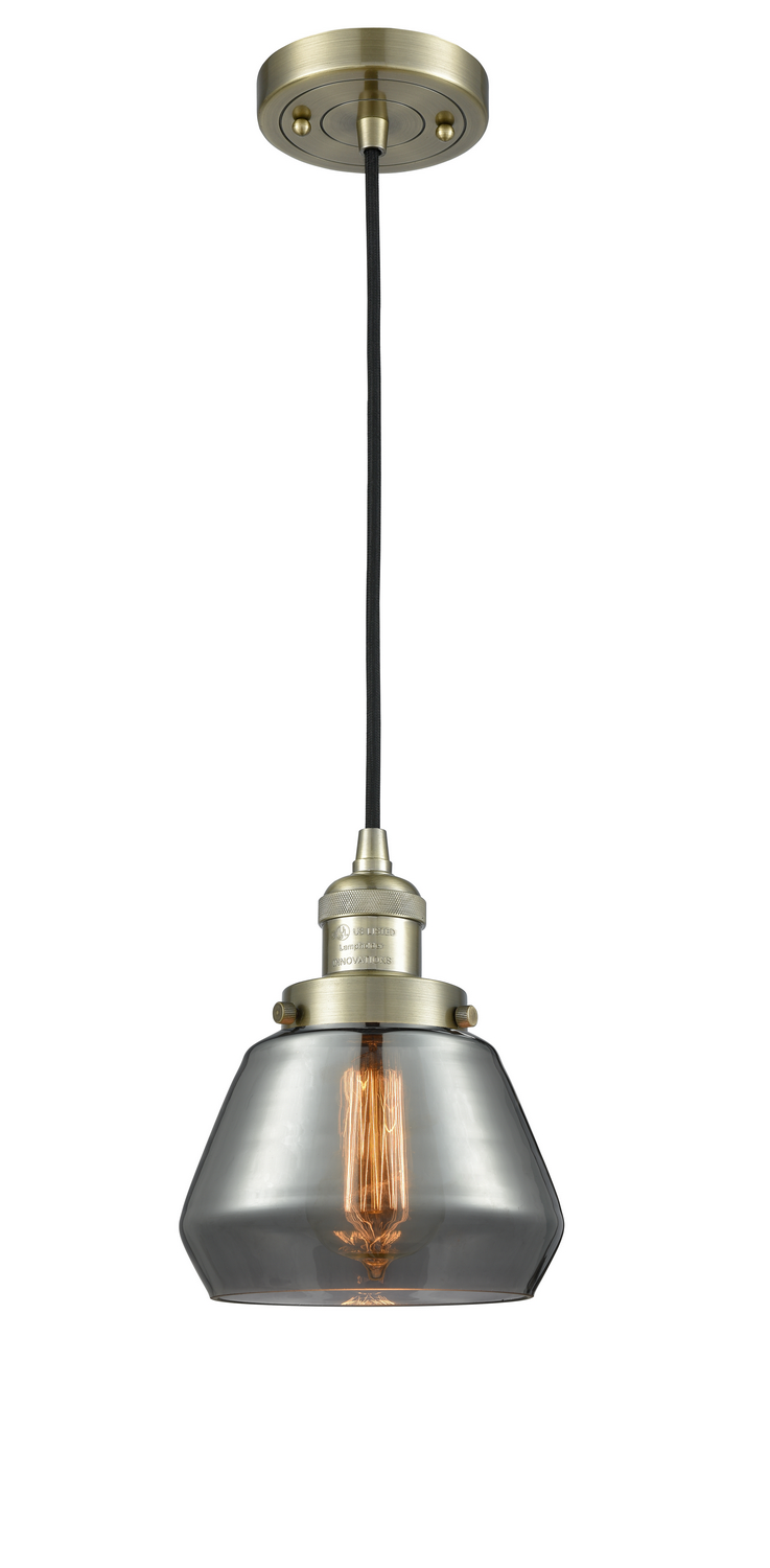 One Light Mini Pendant by Innovations - Franklin Restoration Collection, Antique Brass Finish - 201C-AB-G173