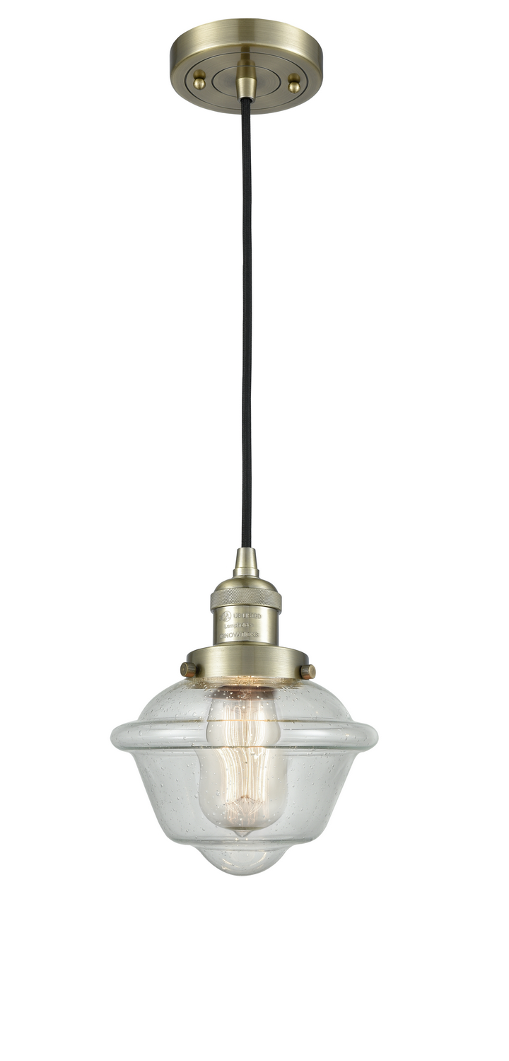 One Light Mini Pendant by Innovations - Franklin Restoration Collection, Antique Brass Finish - 201C-AB-G534