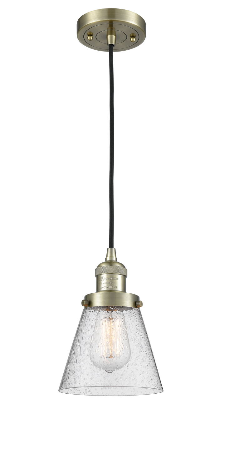 One Light Mini Pendant by Innovations - Franklin Restoration Collection, Antique Brass Finish - 201C-AB-G64