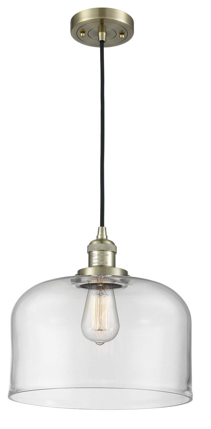 One Light Mini Pendant by Innovations - Franklin Restoration Collection, Antique Brass Finish - 201C-AB-G72-L
