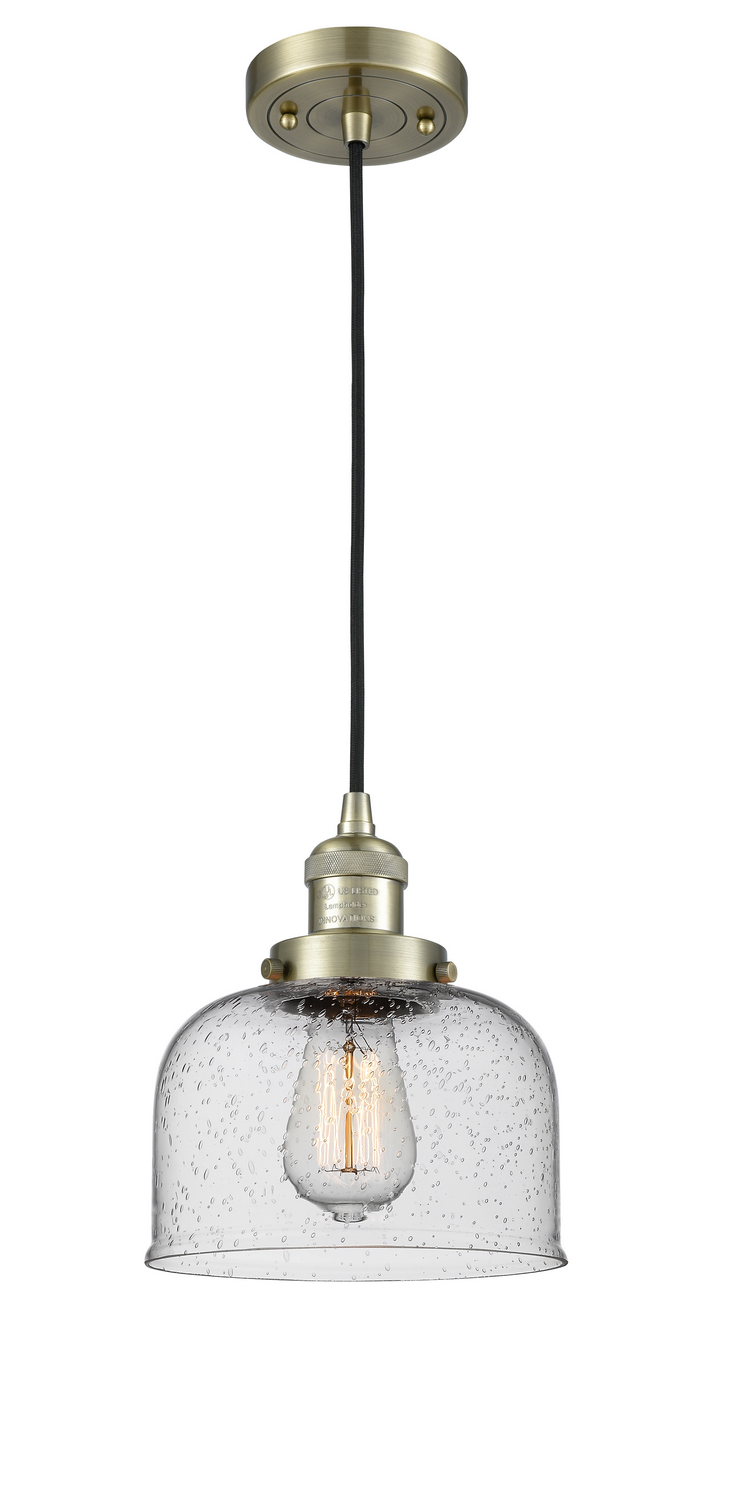 One Light Mini Pendant by Innovations - Franklin Restoration Collection, Antique Brass Finish - 201C-AB-G74