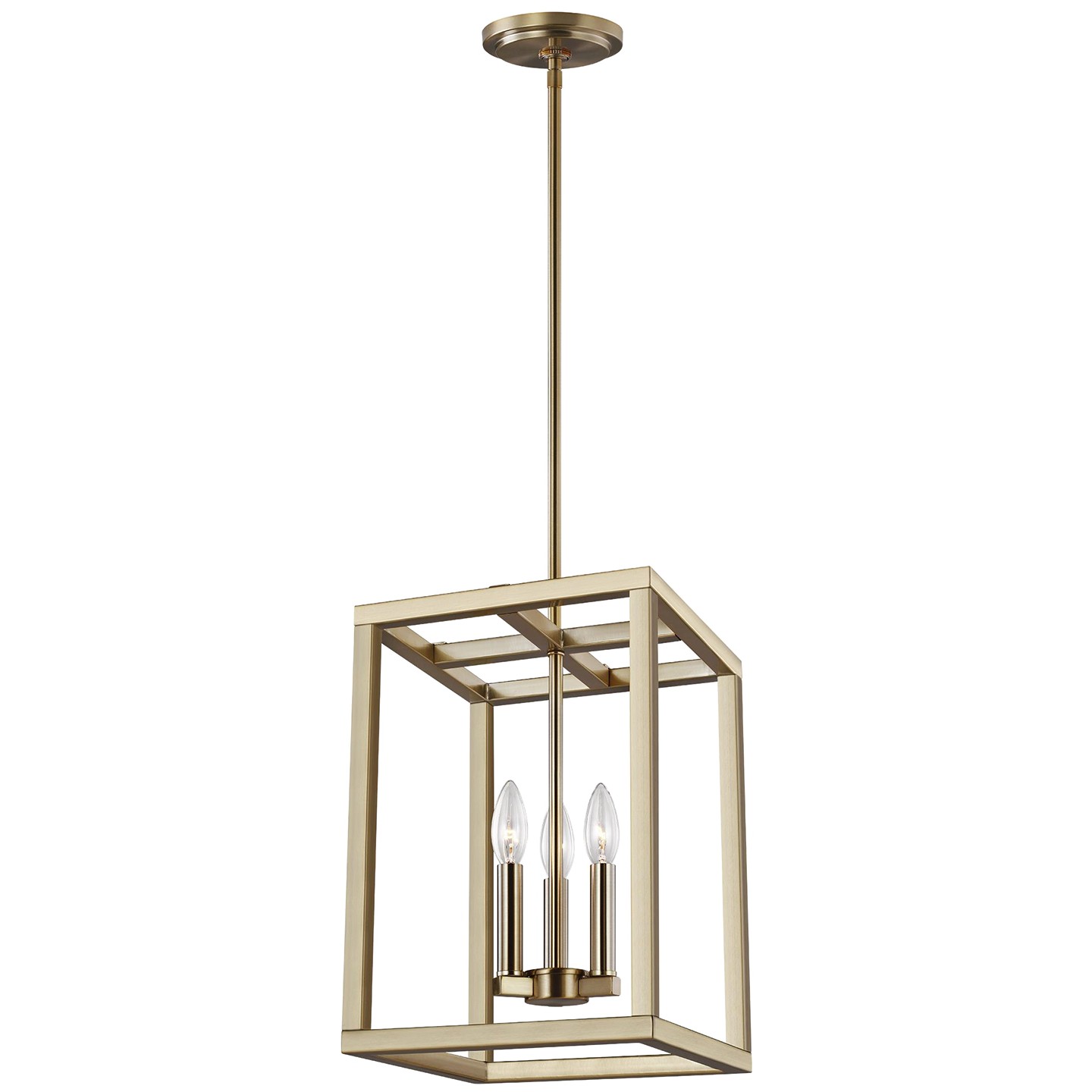 Generation Lighting. Moffet Street Three Light Hall / Foyer Pendant in Satin Brass - 5134503-848