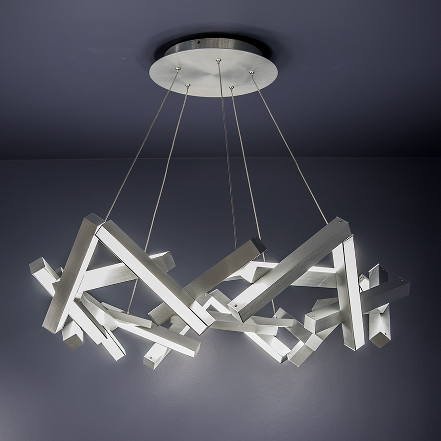 LED Chandelier by Modern Forms - Chaos Collection, Brushed Aluminum Finish - PD-64834-AL