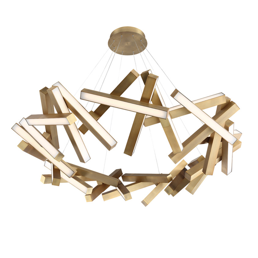 LED Chandelier by Modern Forms - Chaos Collection, Aged Brass Finish - PD-64861-AB