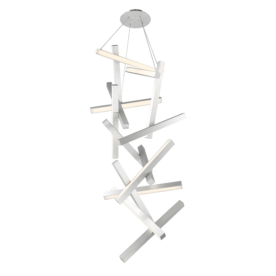 LED Chandelier by Modern Forms - Chaos Collection, Brushed Aluminum Finish - PD-64875-AL