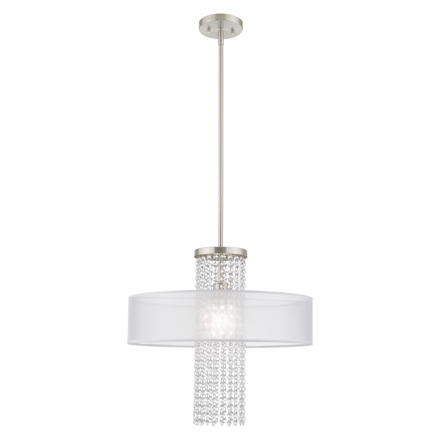 Photos - Chandelier / Lamp Livex Brushed Nickel One Light Pendant from the Bella Vista Collection 41121-91
