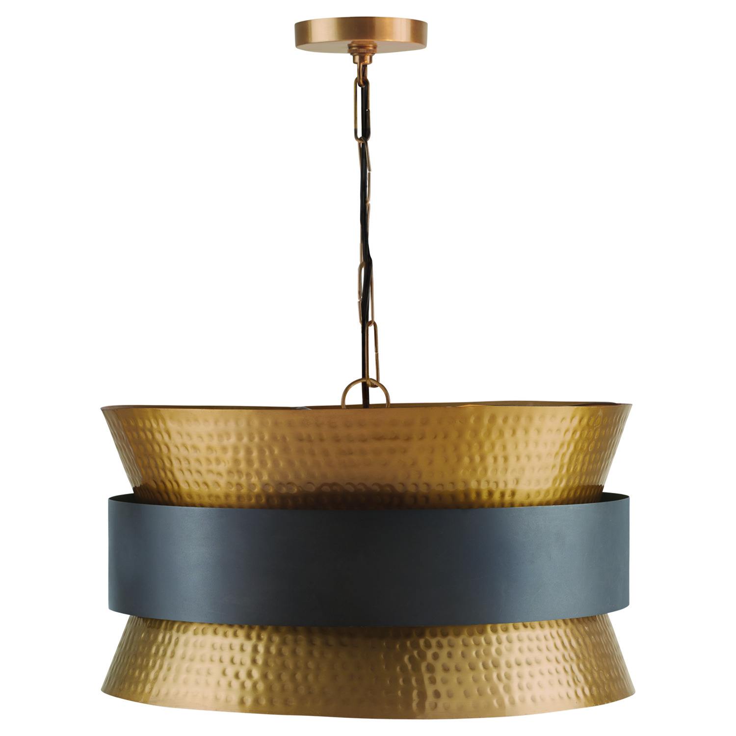 Capital Lighting Loren Four Light Pendant in Patinaed Brass and Dark Zinc - 330446PZ