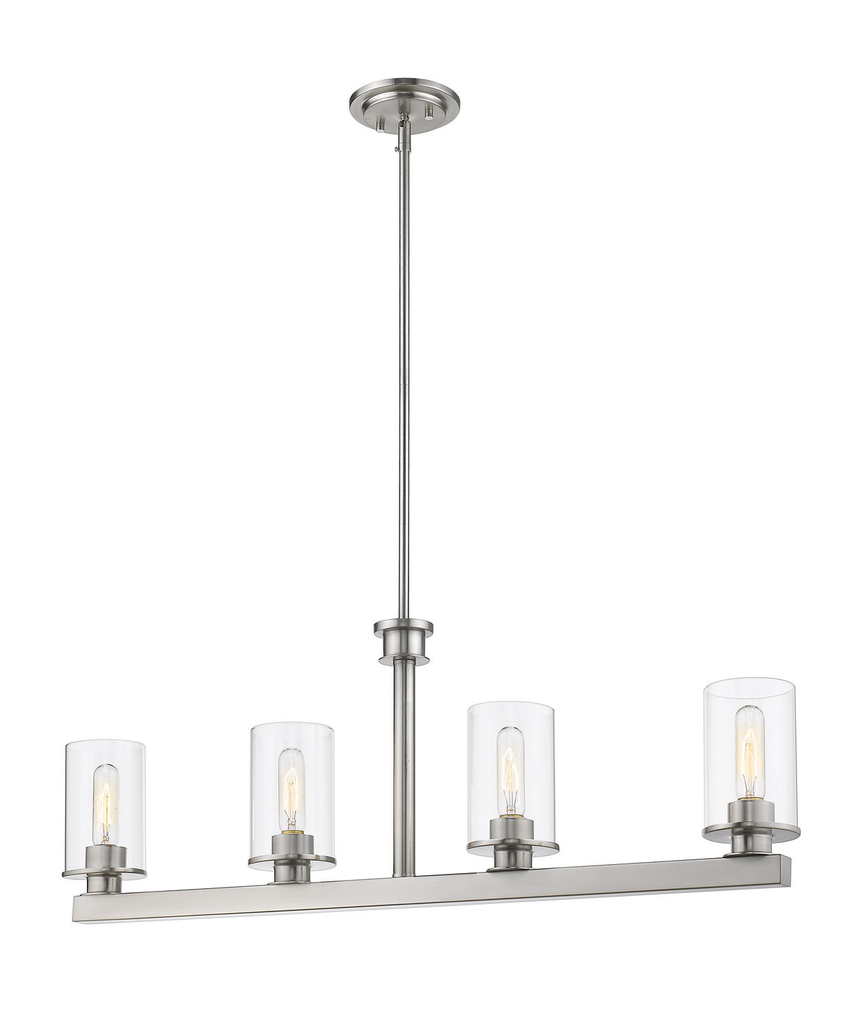 Four Light Linear Chandelier by Z-Lite - Savannah Collection, Brushed Nickel Finish - 462-4L-BN