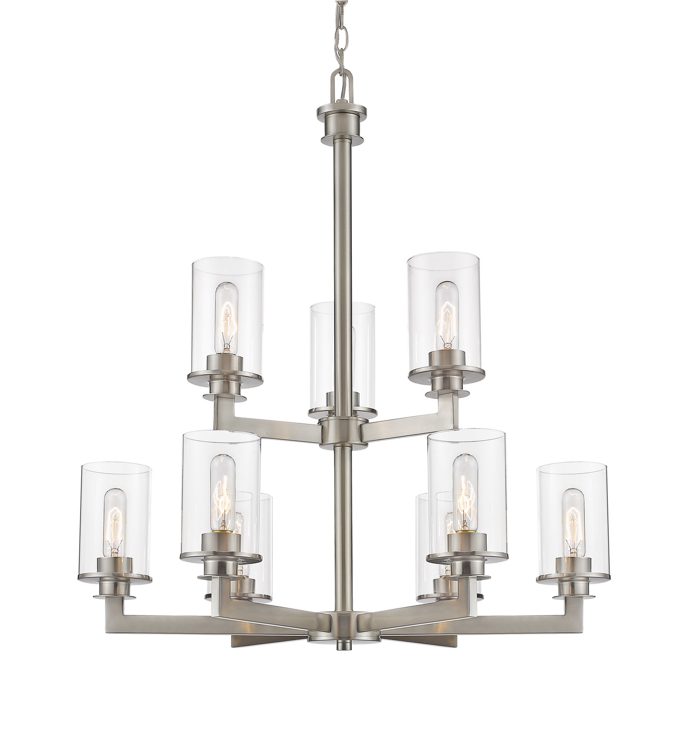 Nine Light Chandelier by Z-Lite - Savannah Collection, Brushed Nickel Finish - 462-9BN