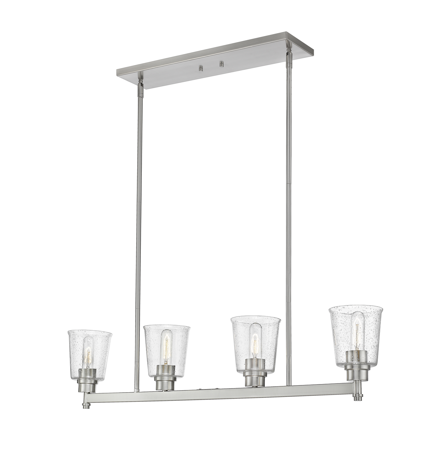 Four Light Linear Chandelier by Z-Lite - Bohin Collection, Brushed Nickel Finish - 464-4L-BN