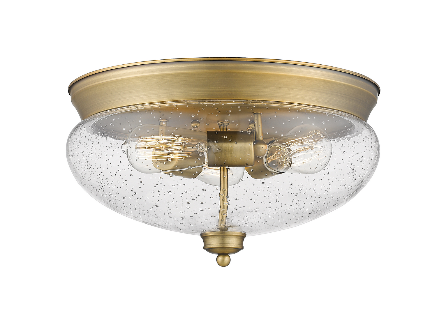 Three Light Flush Mount by Z-Lite - Amon Collection, Heritage Brass Finish - 722F3-HBR