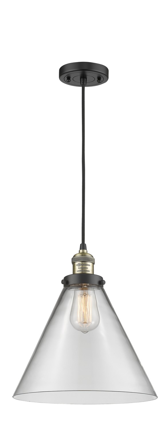 LED Mini Pendant by Innovations - Franklin Restoration Collection, Black Antique Brass Finish - 201C-BAB-G42-L-LED
