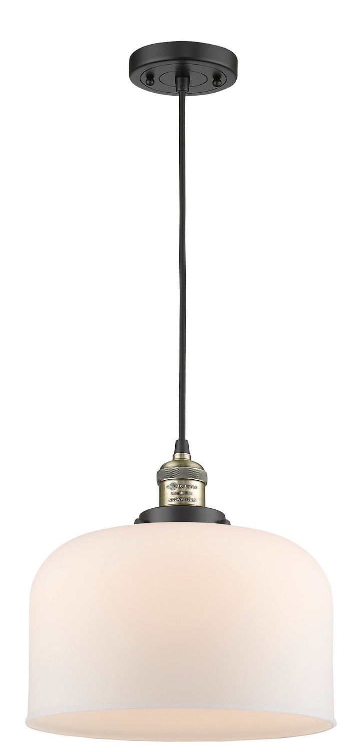 One Light Mini Pendant by Innovations - Franklin Restoration Collection, Black Antique Brass Finish - 201C-BAB-G71-L