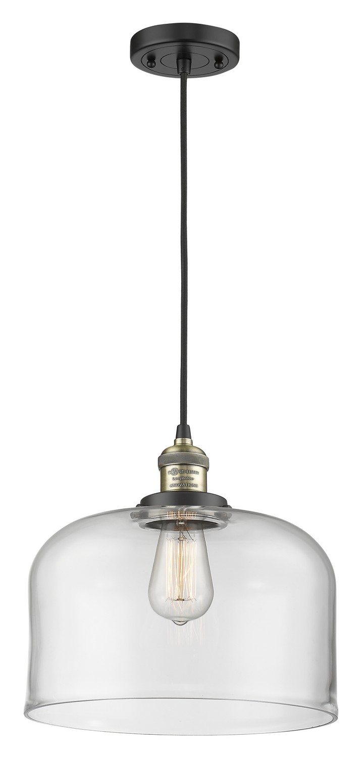 One Light Mini Pendant by Innovations - Franklin Restoration Collection, Black Antique Brass Finish - 201C-BAB-G72-L
