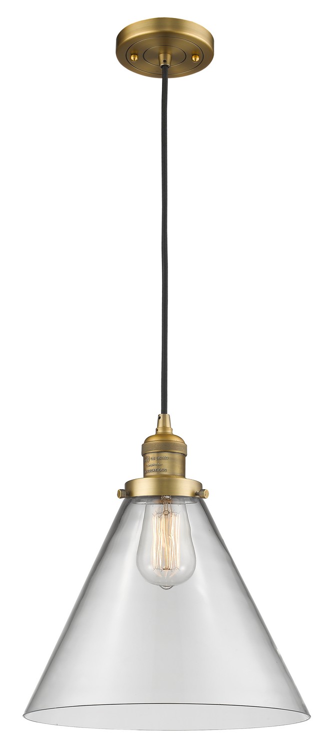 One Light Mini Pendant by Innovations - Franklin Restoration Collection, Brushed Brass Finish - 201C-BB-G42-L