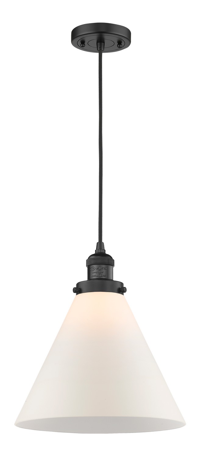 One Light Mini Pendant by Innovations - Franklin Restoration Collection, Matte Black Finish - 201C-BK-G41-L