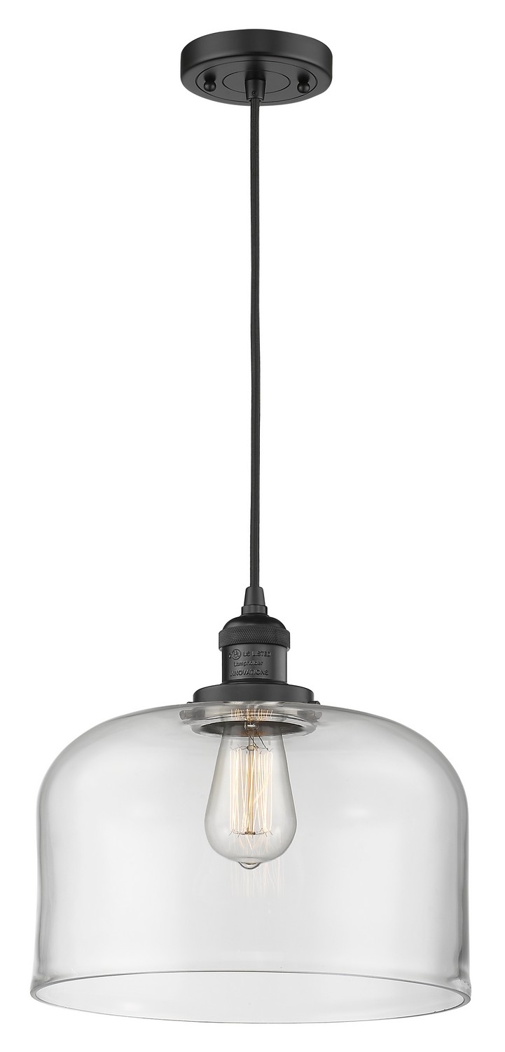One Light Mini Pendant by Innovations - Franklin Restoration Collection, Matte Black Finish - 201C-BK-G72-L