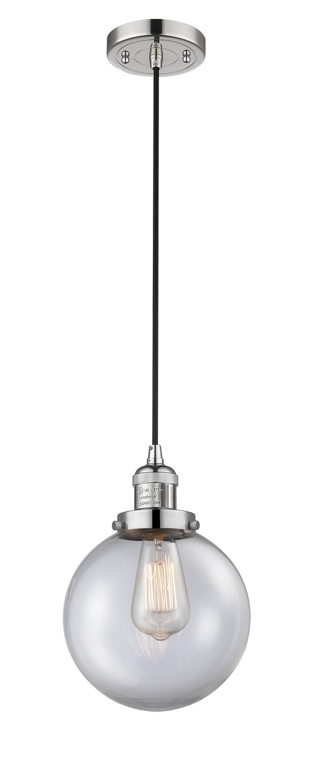 One Light Mini Pendant by Innovations - Franklin Restoration Collection, Polished Nickel Finish - 201C-PN-G202-8