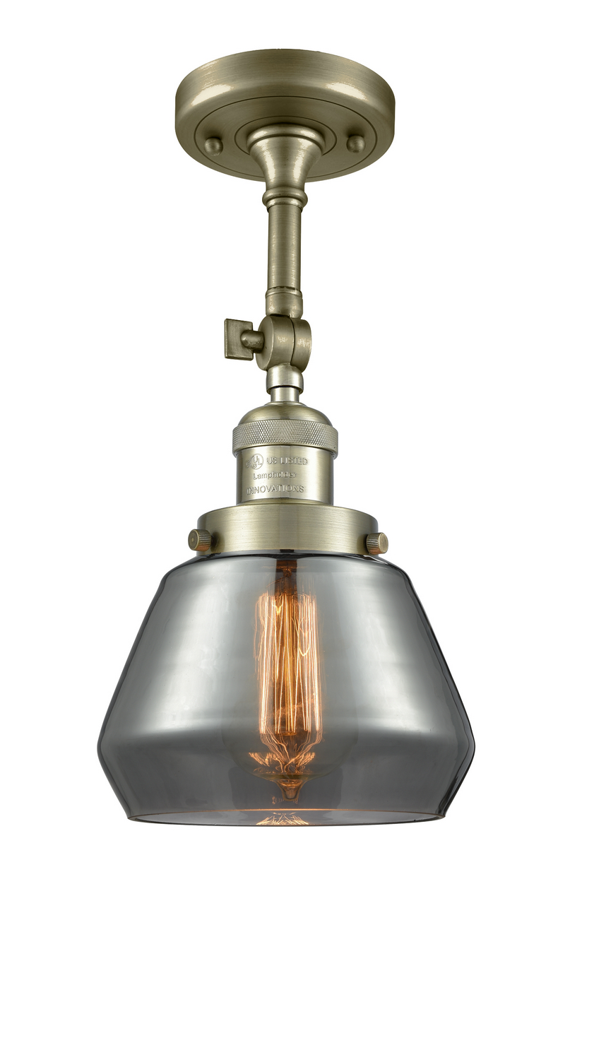 One Light Semi-Flush Mount by Innovations - Franklin Restoration Collection, Antique Brass Finish - 201F-AB-G173