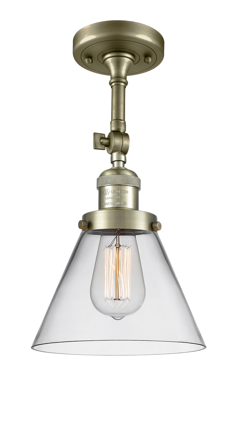 LED Semi-Flush Mount by Innovations - Franklin Restoration Collection, Antique Brass Finish - 201F-AB-G42-LED