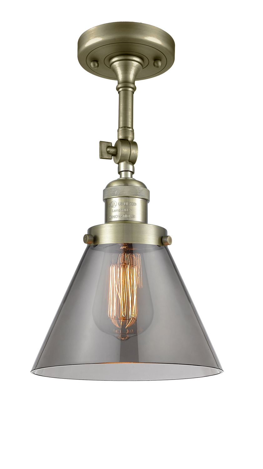 LED Semi-Flush Mount by Innovations - Franklin Restoration Collection, Antique Brass Finish - 201F-AB-G43-LED