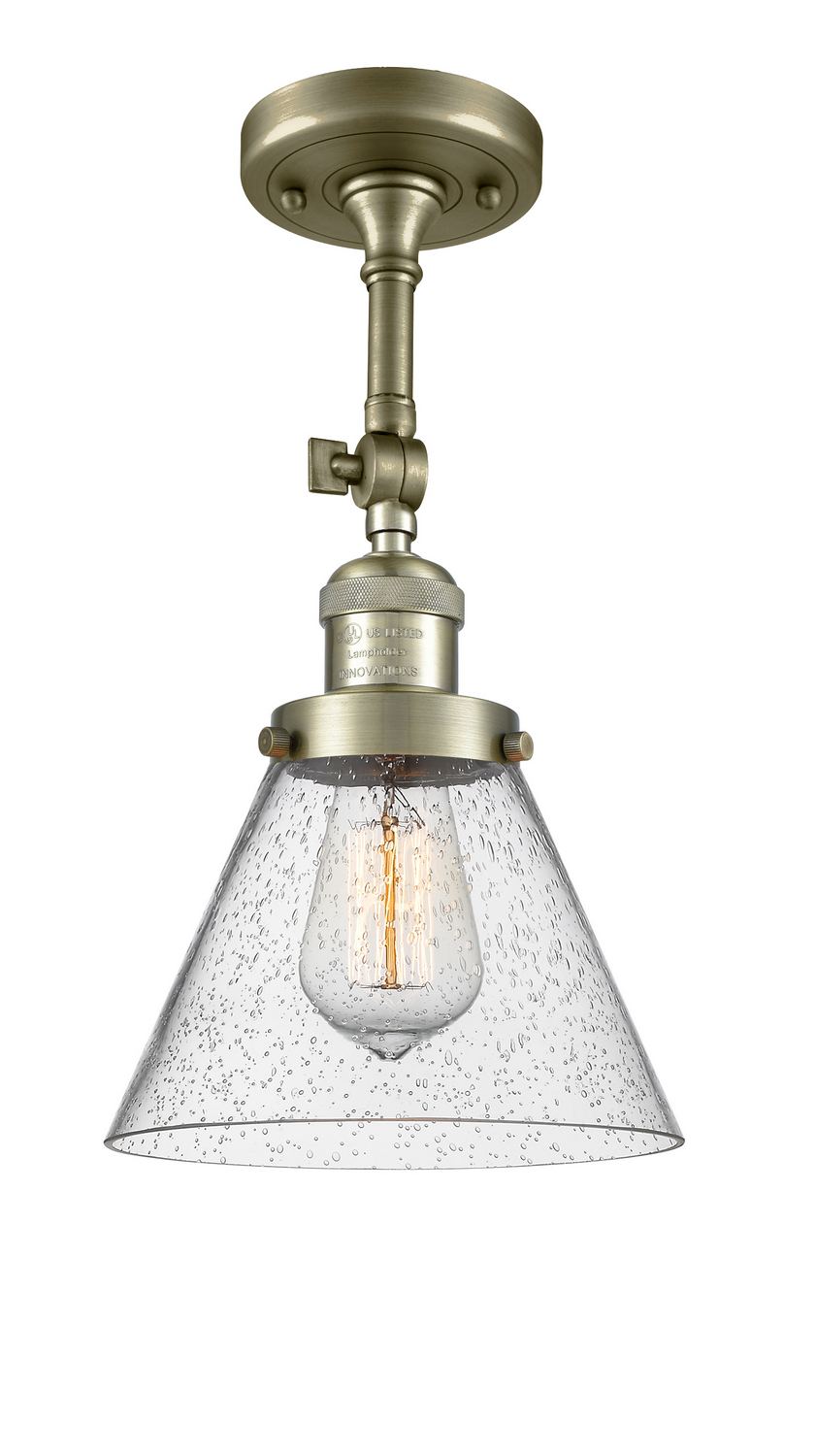 LED Semi-Flush Mount by Innovations - Franklin Restoration Collection, Antique Brass Finish - 201F-AB-G44-LED