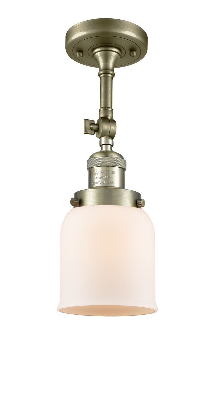 One Light Semi-Flush Mount by Innovations - Franklin Restoration Collection, Antique Brass Finish - 201F-AB-G51