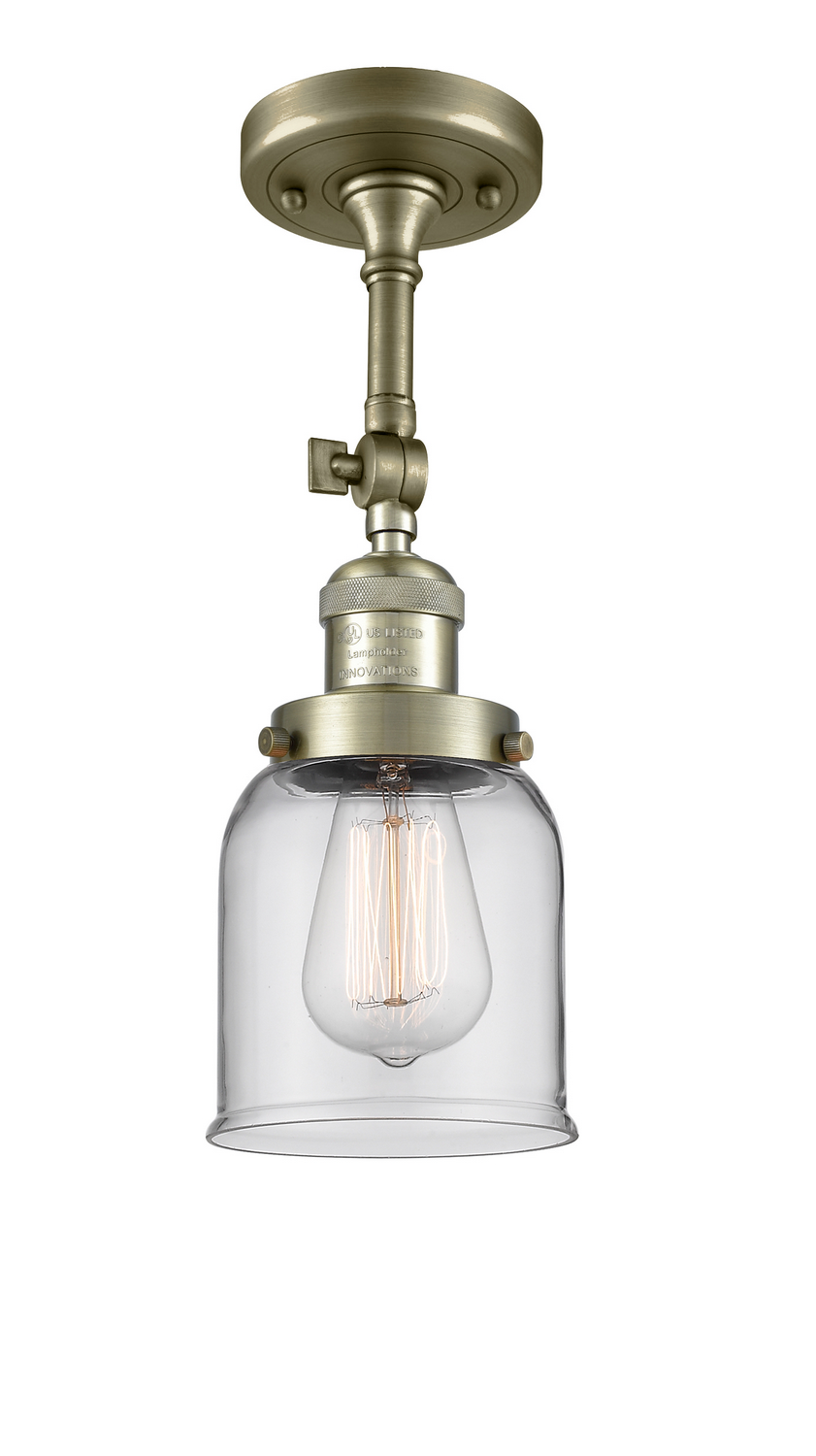 LED Semi-Flush Mount by Innovations - Franklin Restoration Collection, Antique Brass Finish - 201F-AB-G52-LED