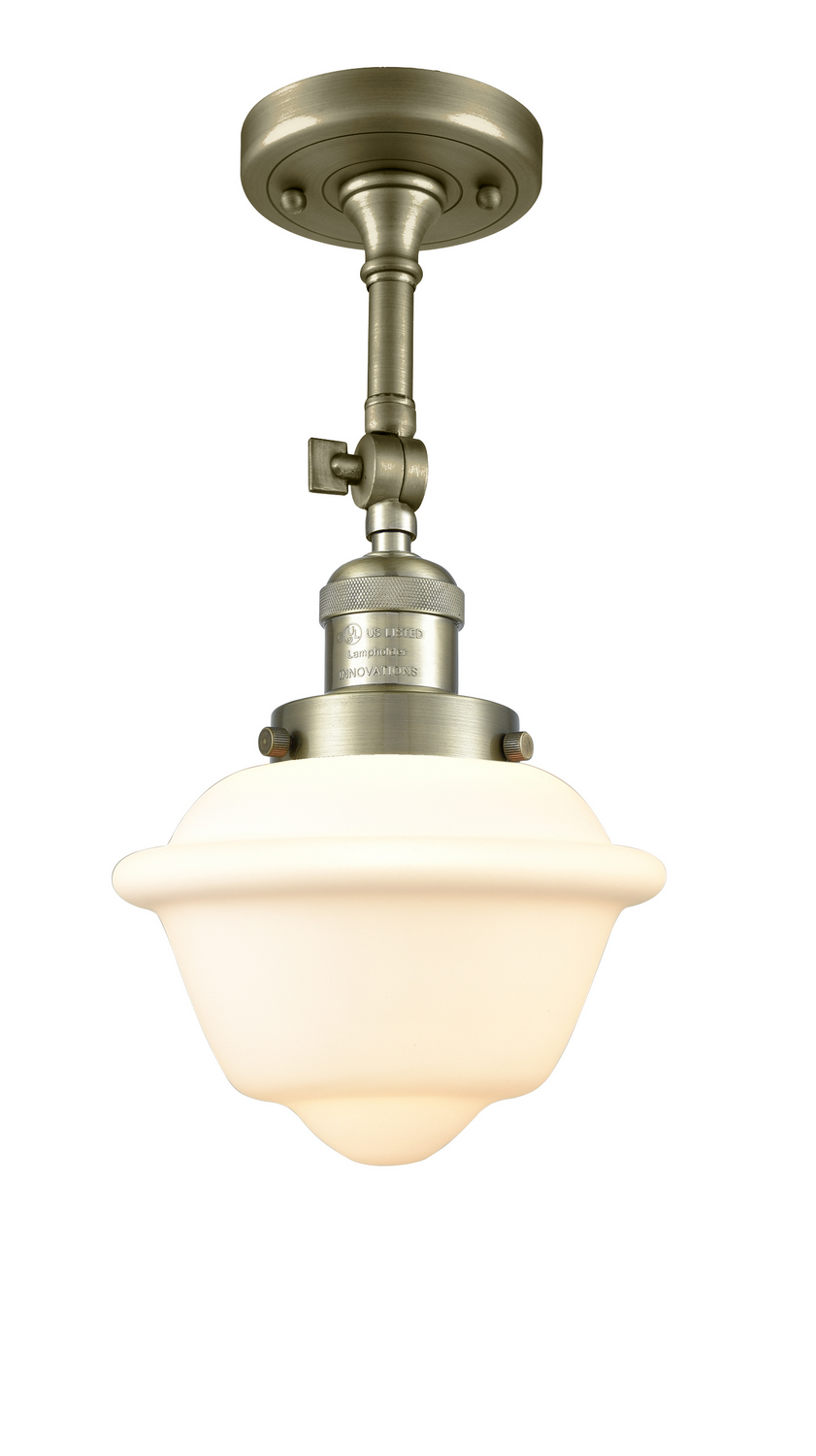 One Light Semi-Flush Mount by Innovations - Franklin Restoration Collection, Antique Brass Finish - 201F-AB-G531