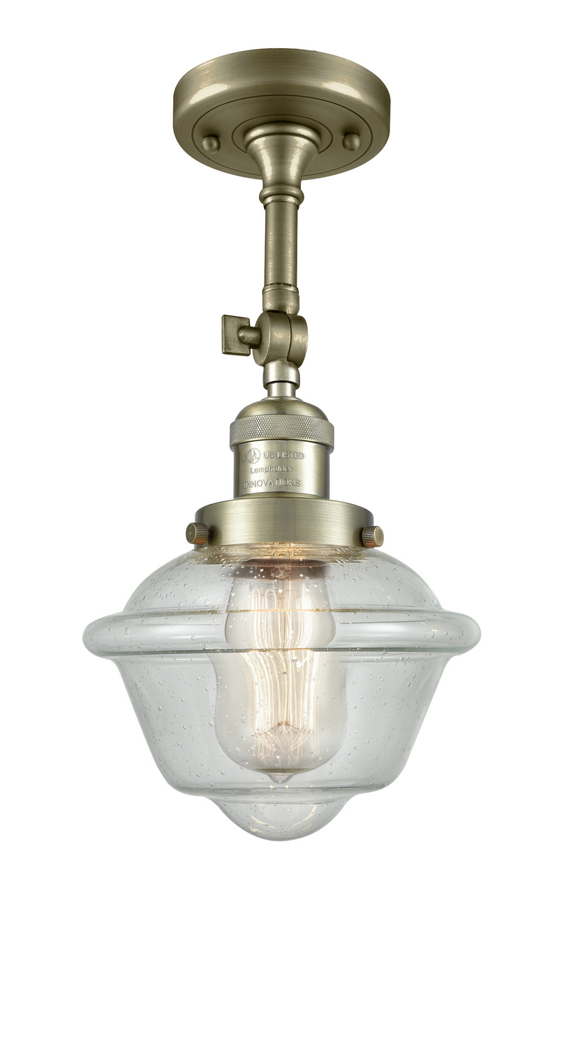 One Light Semi-Flush Mount by Innovations - Franklin Restoration Collection, Antique Brass Finish - 201F-AB-G534