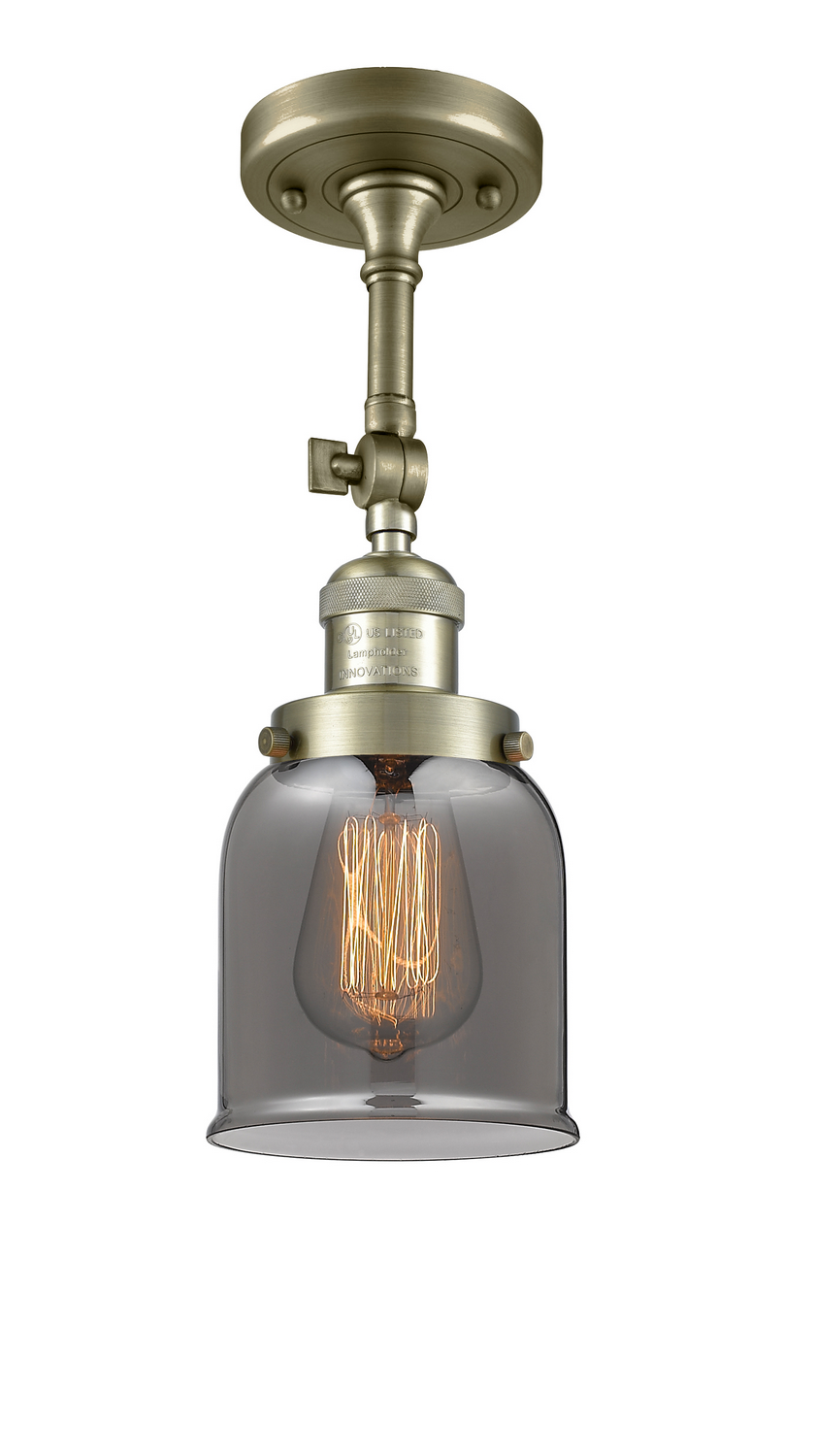 LED Semi-Flush Mount by Innovations - Franklin Restoration Collection, Antique Brass Finish - 201F-AB-G53-LED