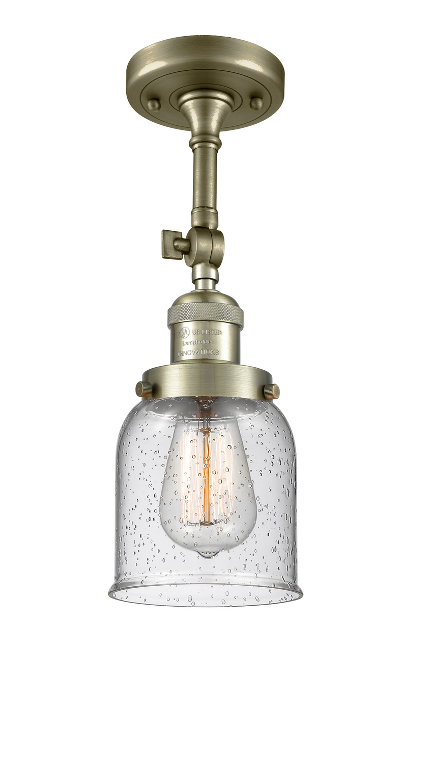 LED Semi-Flush Mount by Innovations - Franklin Restoration Collection, Antique Brass Finish - 201F-AB-G54-LED