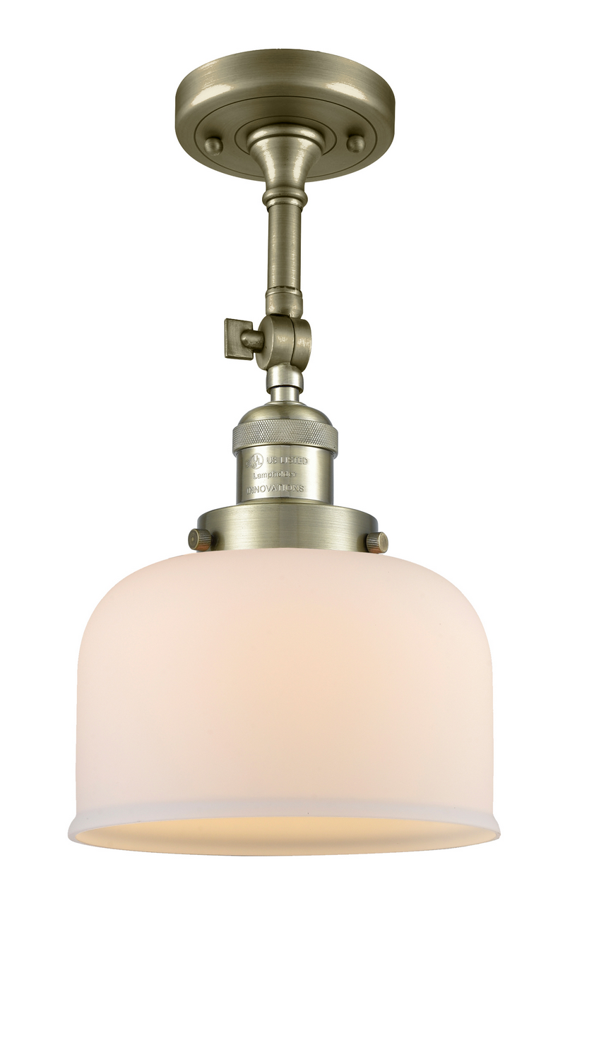 One Light Semi-Flush Mount by Innovations - Franklin Restoration Collection, Antique Brass Finish - 201F-AB-G71