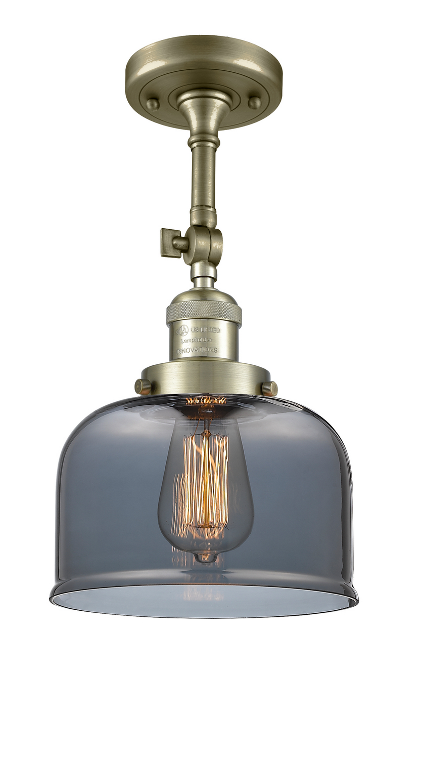 One Light Semi-Flush Mount by Innovations - Franklin Restoration Collection, Antique Brass Finish - 201F-AB-G73