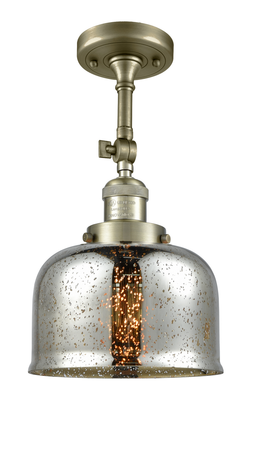 LED Semi-Flush Mount by Innovations - Franklin Restoration Collection, Antique Brass Finish - 201F-AB-G78-LED