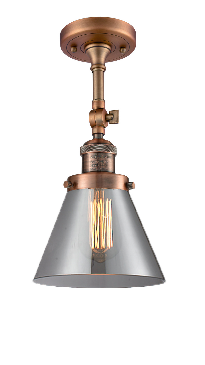 LED Semi-Flush Mount by Innovations - Franklin Restoration Collection, Antique Copper Finish - 201F-AC-G43-LED