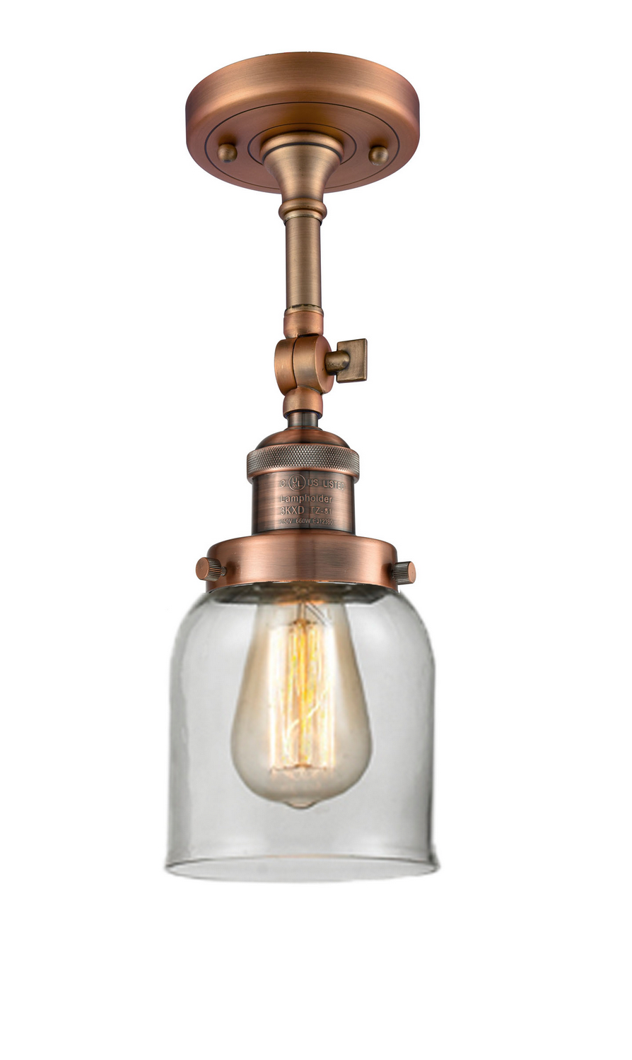 LED Semi-Flush Mount by Innovations - Franklin Restoration Collection, Antique Copper Finish - 201F-AC-G52-LED