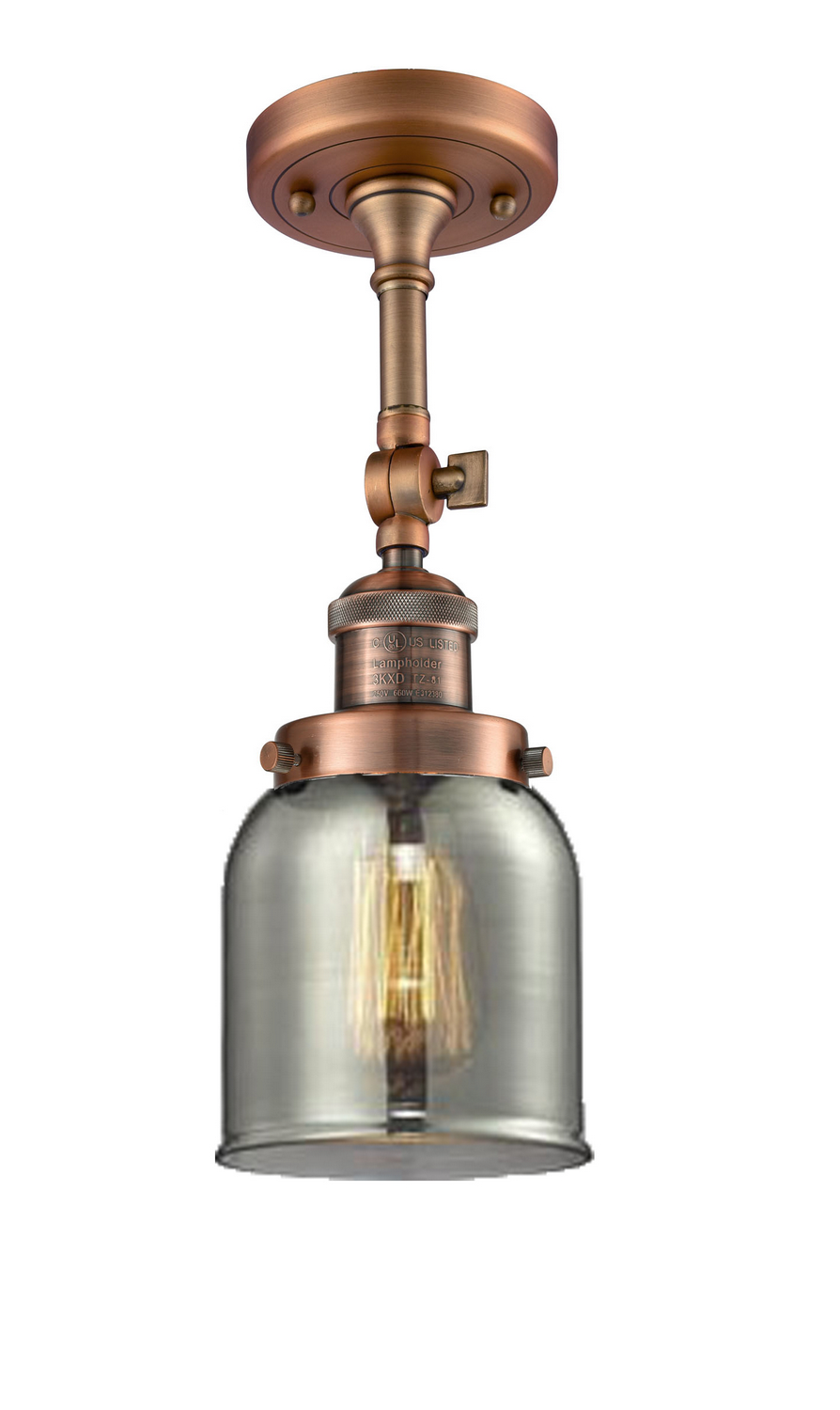 LED Semi-Flush Mount by Innovations - Franklin Restoration Collection, Antique Copper Finish - 201F-AC-G53-LED