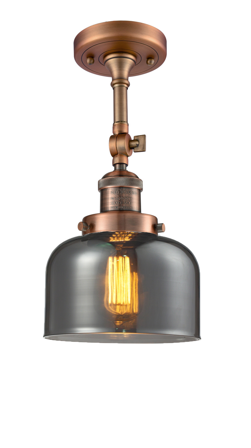 LED Semi-Flush Mount by Innovations - Franklin Restoration Collection, Antique Copper Finish - 201F-AC-G73-LED