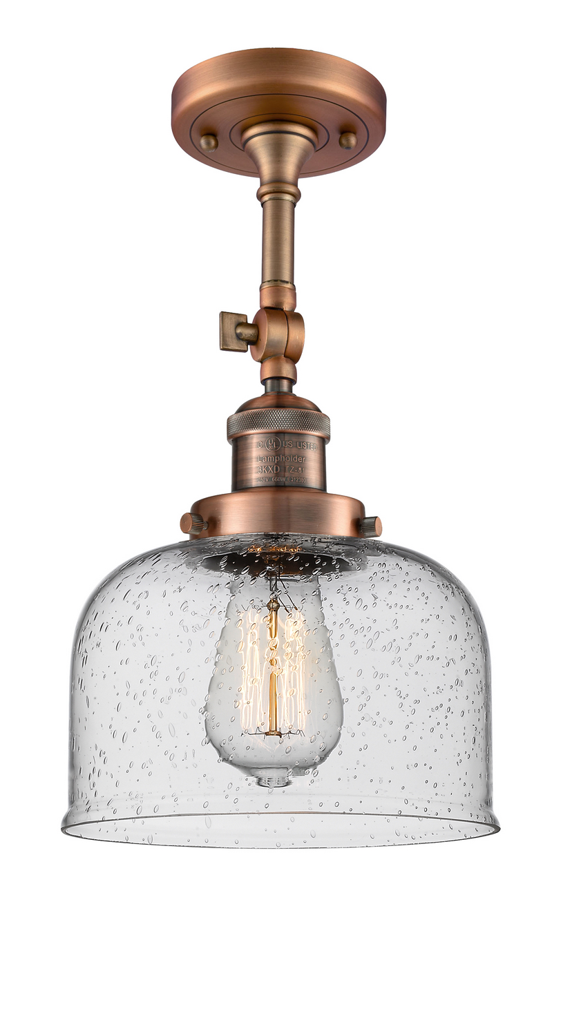 LED Semi-Flush Mount by Innovations - Franklin Restoration Collection, Antique Copper Finish - 201F-AC-G74-LED