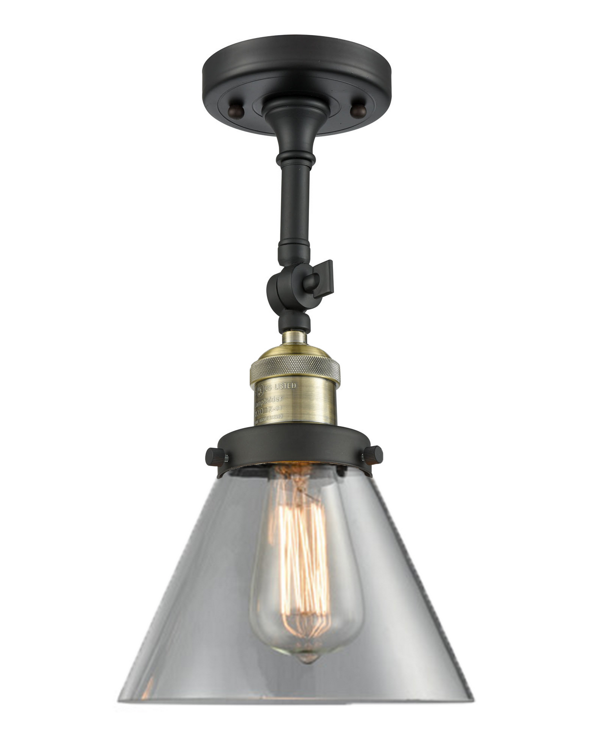 LED Semi-Flush Mount by Innovations - Franklin Restoration Collection, Black Antique Brass Finish - 201F-BAB-G42-LED