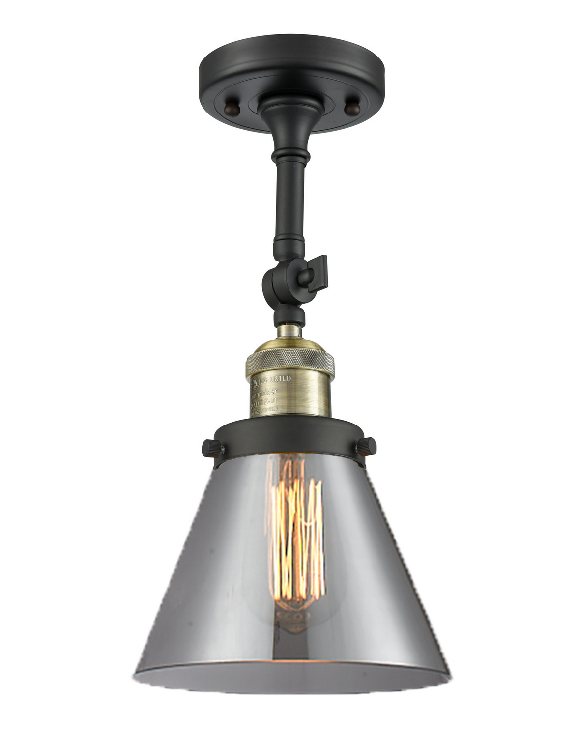 One Light Semi-Flush Mount by Innovations - Franklin Restoration Collection, Black Antique Brass Finish - 201F-BAB-G43